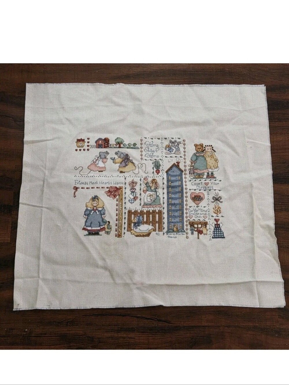 Vintage Home Sweet Home Completed Unframed Cross Stitch